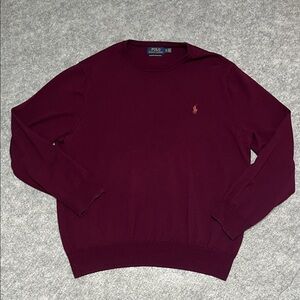 Polo by Ralph Lauren Red Burgundy Crewneck Merino Wool Sweater